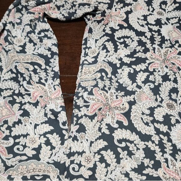 LOFT Women's Vine Ruffle Floral Paisley Split Neck Shirt Dress - Picture 14 of 16